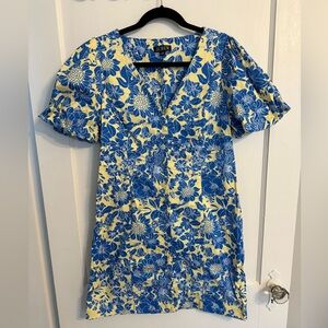J. Crew Blue and Yellow Floral Dress